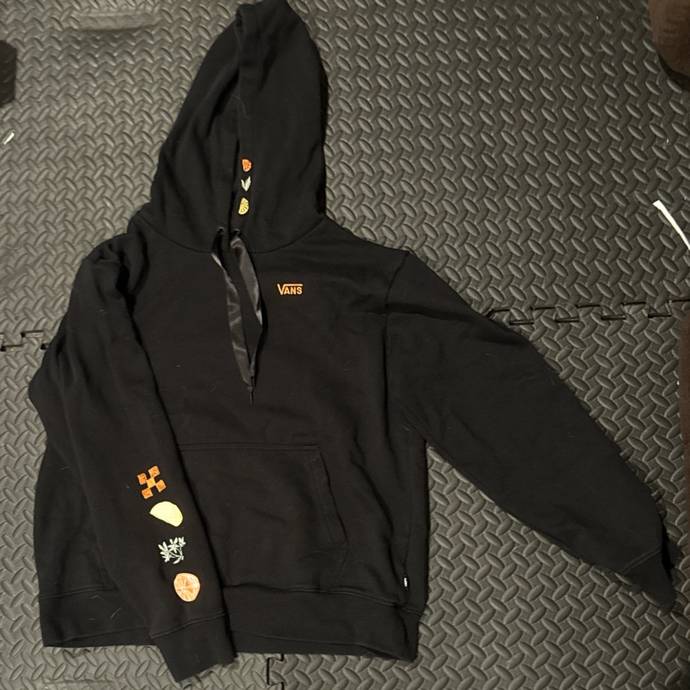 Vans Black Hoodie with Vibrant Sleeve Details 🧡 Lizzie Armanto hoodie